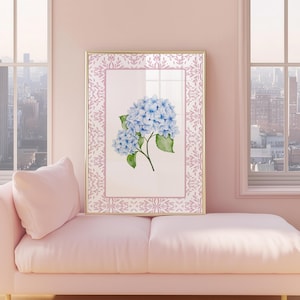 Blue Hydrangea Wall Art, Blue Hydrangea Prints, East Coast, Hydrangea Painting, Chinoiserie Wall Art, Coastal Granddaughter, Nancy Meyers