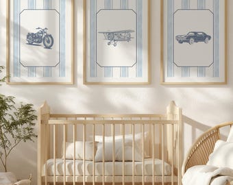 3-Set Nursery Vintage Travel Prints, Airplane Nursery, Airplane Nursery Decor, Vintage Boy Nursery Decor, Baby Boy Nursery, Set of 3 Prints
