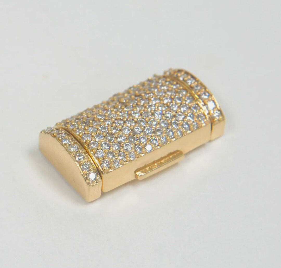 10K Yellow Solid Gold Diamond Lock for Cuban Link Chain 22 X 12mm - Etsy