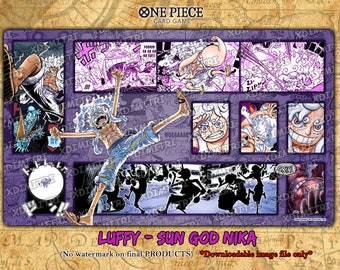 Tapete de juego OP TCG personalizado - Luffy Gear 5 - Dios del Sol Nika