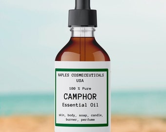 Camphor Essential Oil Pure, 4 oz, Undiluted, Premium Grade, Bulk For Cosmetics, Skin, Soap, Candle and Diffuser