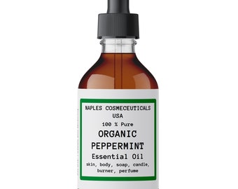 Organic Peppermint Essential Oil Pure, Undiluted, 4/16 oz, Premium Grade, Bulk For Cosmetics, Skin, Soap, Candle and Diffuser