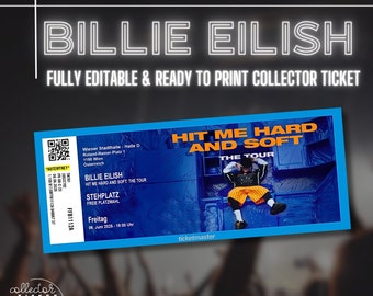 BILLIE EILISH Fully Editable and Ready to Print Collector Ticket