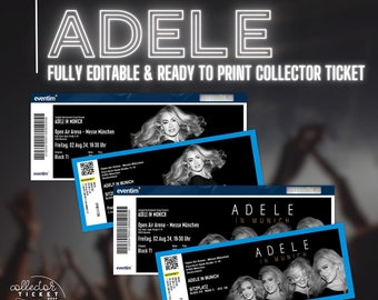 Boleto de coleccionista personalizado imprimible Adele en Munich