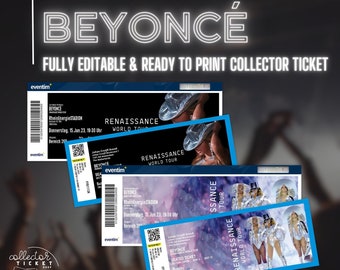 Printable Custom Beyoncé "Renaissance" World Tour Personalized Collector Ticket