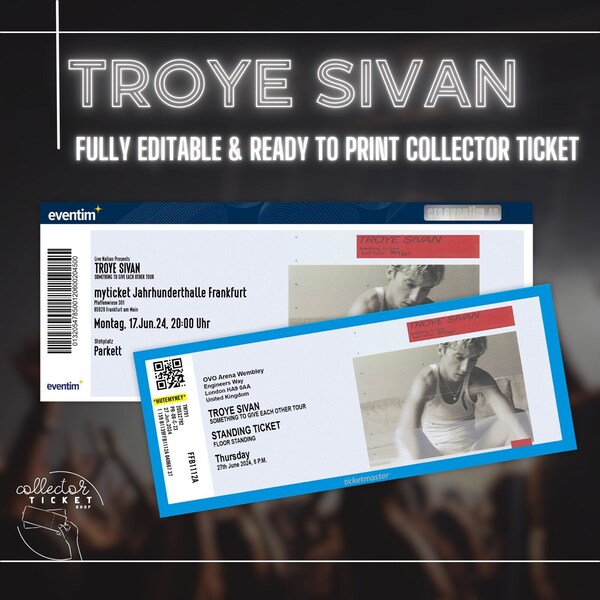 Printable Custom Troye Sivan "Something To Give Each Other" Personalized Collector Ticket