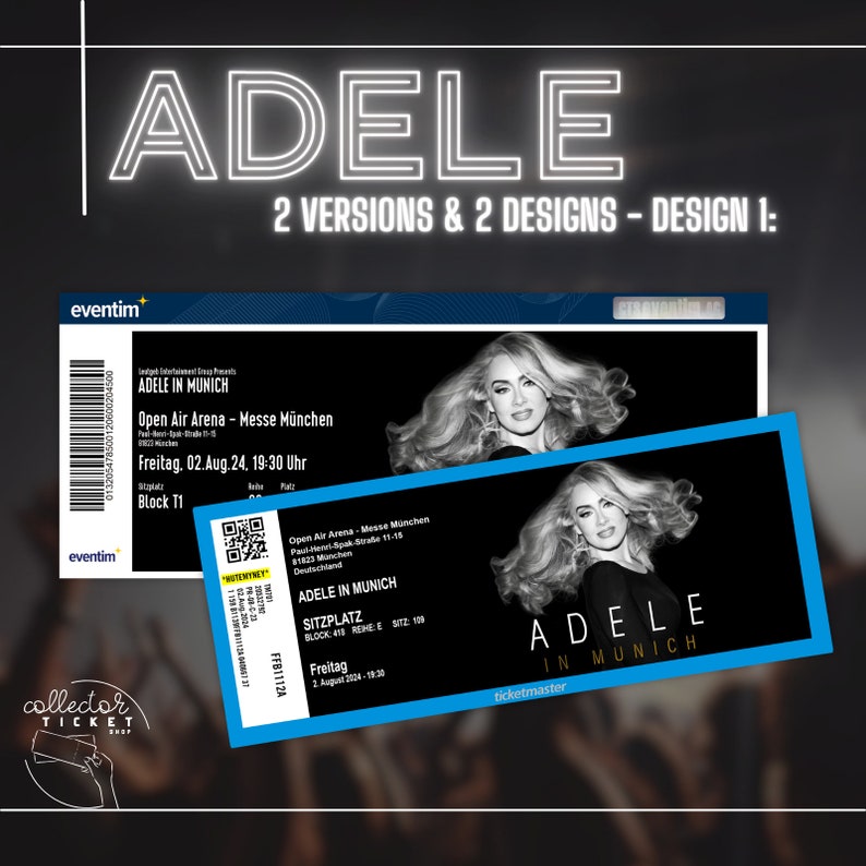 Printable Custom Adele In Munich Personalized Collector Ticket zdjęcie 2