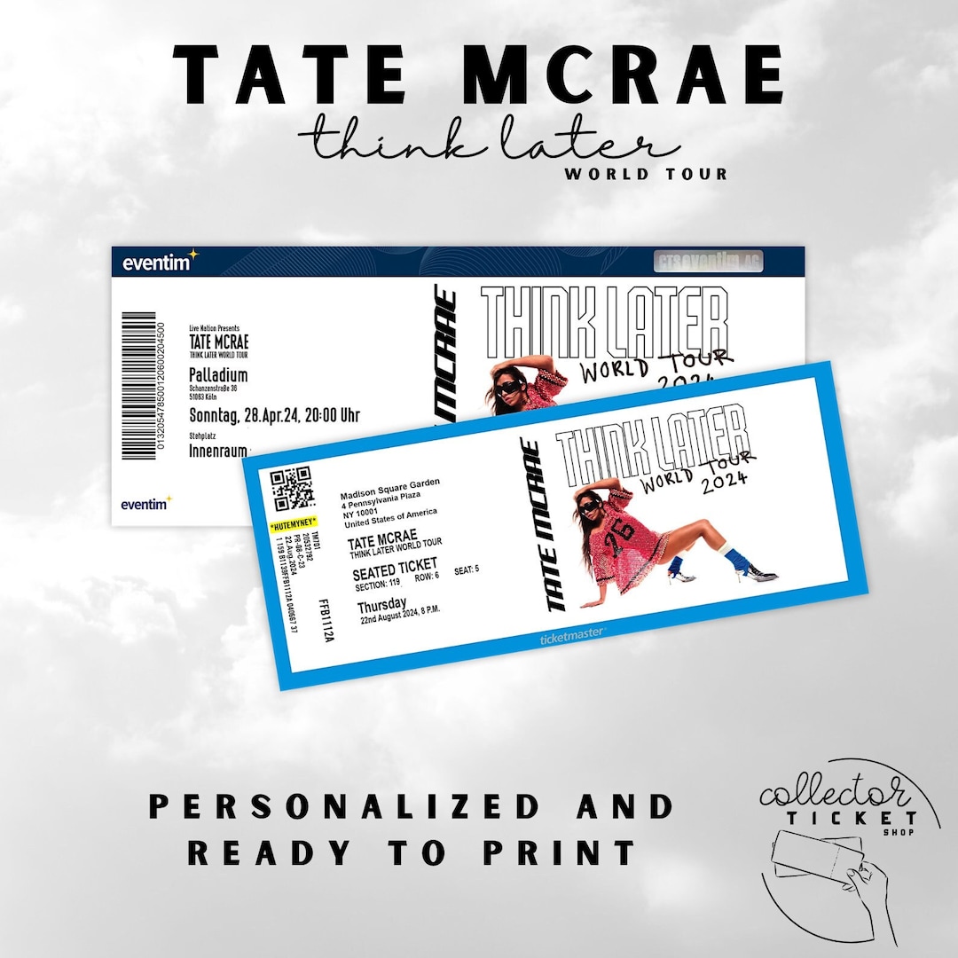 Printable Custom Tate Mcrae think Later World Tour Personalized