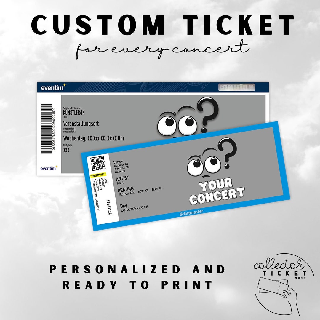 Printable Custom Personalized Collector Ticket for Every Event Etsy