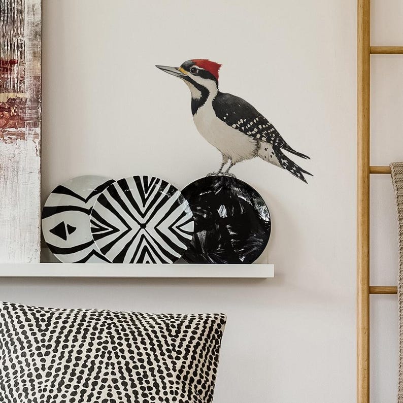 Realistic Woodpecker Window Decal – Bird Stickers – Nature Wall Art for Kitchen, Glass, Bathroom Decor image 1