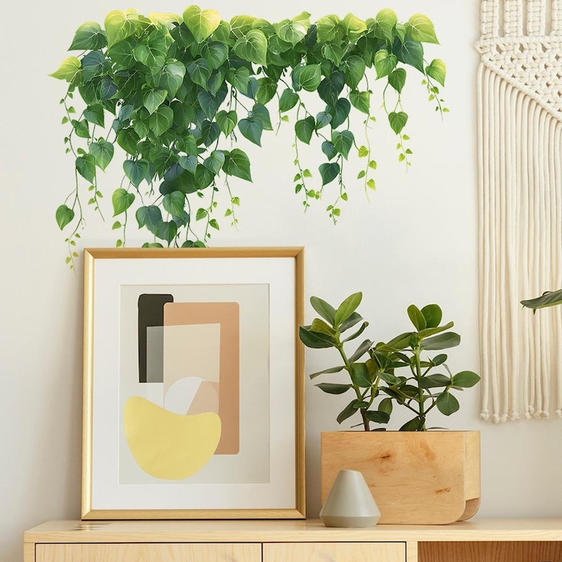 Lush Greenery Hanging Vine Wall Decal – Realistic Plant Sticker for ...