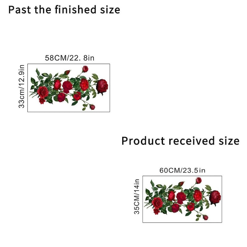 Red Rose Wall Decal – Elegant Flower Wall Sticker, Romantic Floral Wall Art for Bedroom, Living Room, or Bathroom Decor image 6