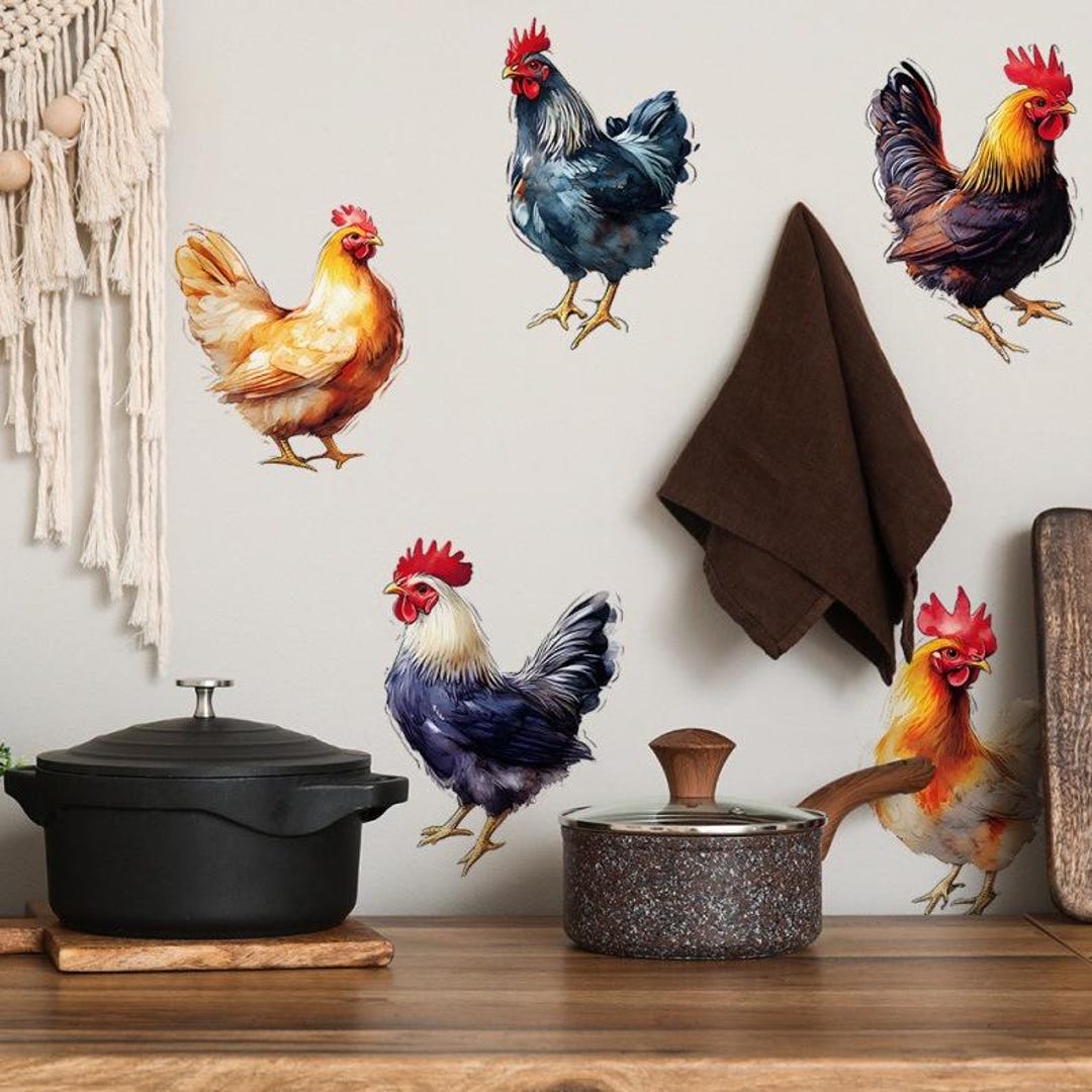 Farmhouse Chicken Wall Decals: Removable Rooster & Hen Stickers - Etsy
