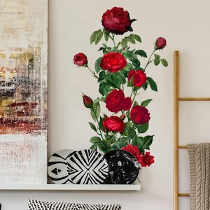 Red Rose Wall Decal – Elegant Flower Wall Sticker, Romantic Floral Wall Art for Bedroom, Living Room, or Bathroom Decor image 5