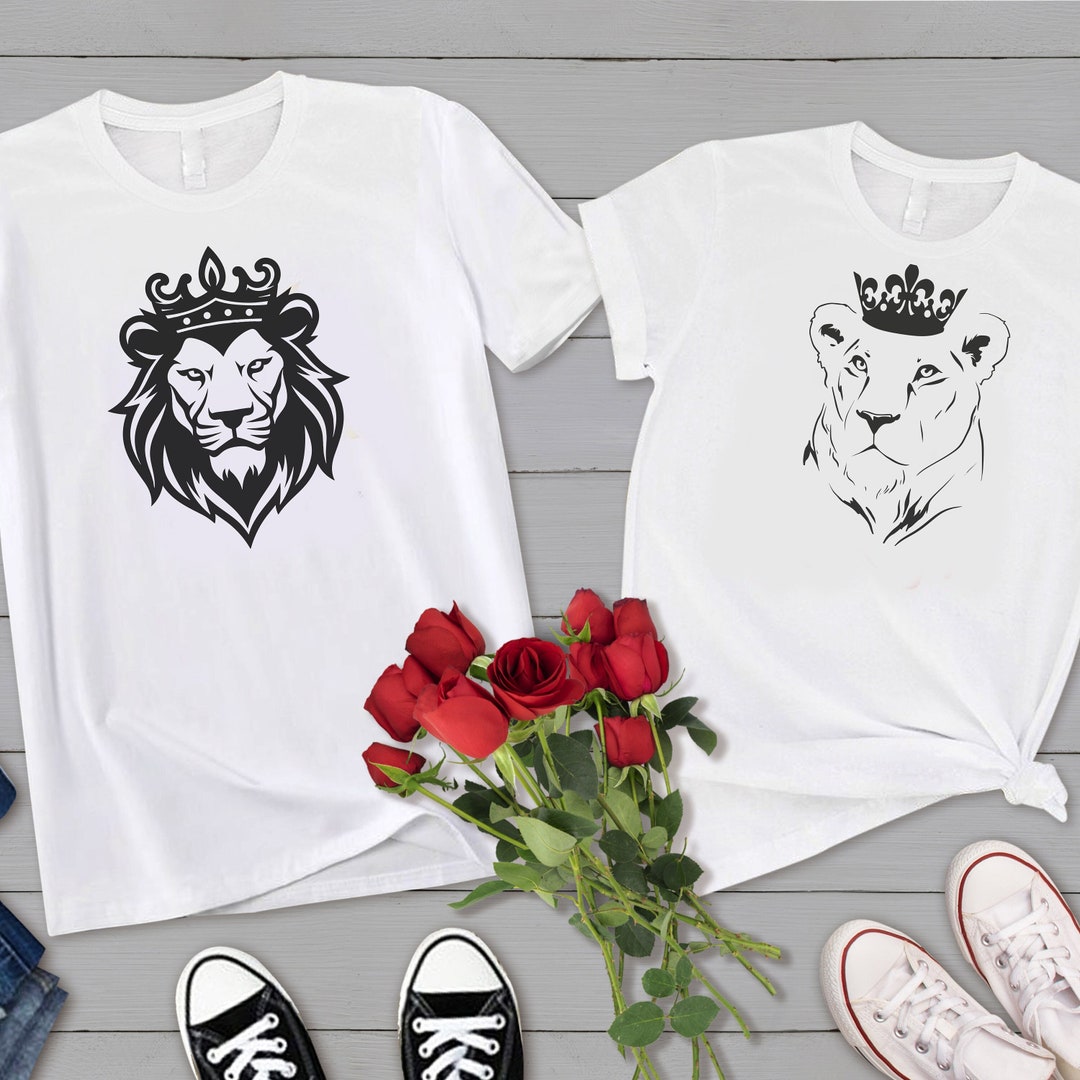 Lion and Lioness Matching T-shirts, Valentines Gift, Couple Tee, Lion ...