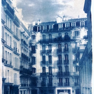 Original Architecture Cyanotype Print. Paris Cyanotype. Unique Artwork