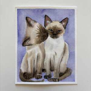 Original Aquarell Katzen Gemälde. Tierportrait. Geschenk für Katzenliebhaber. Postkarte Aquarell Katzen. Handgemachte Katzen Illustration. Kleine Malerei