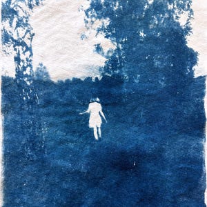 Original Cyanotype Portrait Print. Unique Artwork. Blue Print
