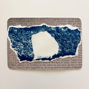 Original Cyanotypie Druck. Cyanotypie Postkartencollage. Einzigartiges Kunstwerk. Aus der analogen Fotografie