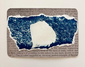Original Cyanotypie Druck. Cyanotypie Postkartencollage. Einzigartiges Kunstwerk. Aus der analogen Fotografie
