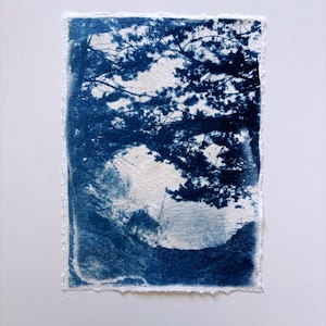 Original Cyanotype Landscape Print on Handmade Cotton Paper