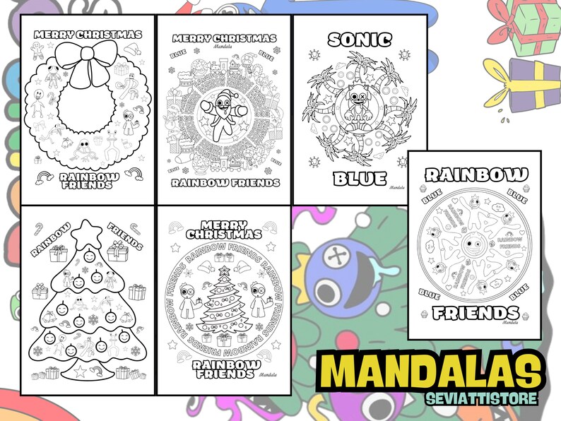 Rainbow Friends Mandalas Coloring Sheets - Etsy