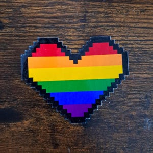8bit Heart Vinyl Sticker: Video Game Pride Decal 2.5&quot;