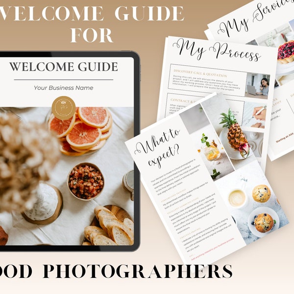UNIQUE Food Photography Welcome Guide For Clients Onboarding | Canva Template |