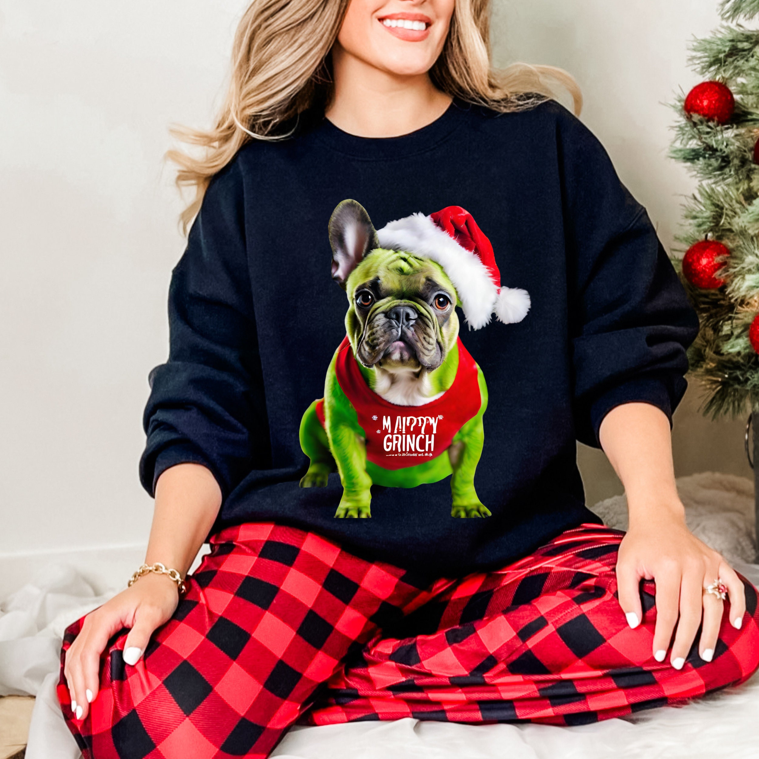 French Bulldog, Christmas Sweatshirt, Dog Christmas, Grinch Sweatshirt