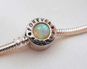 Silver and Opal Charm • Fantasy Charms • Silver Charms for Original Bracelets • Overlay Affordable Elegance • Timeless Moon Opal Charms