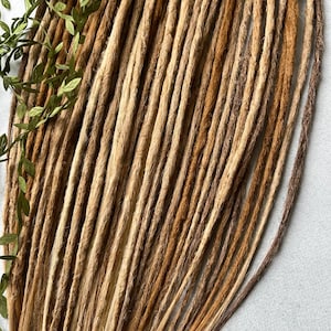 Blonde Beige Brown Double Ended Dreadlocks: Synthetic Hair Extensions