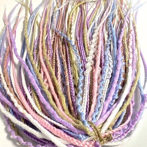 Pastel Pink and Blue Double Ended Dreadlocks | Synthetic Hair Extension Set with Single Ended Dreads and Braids | Different Textures