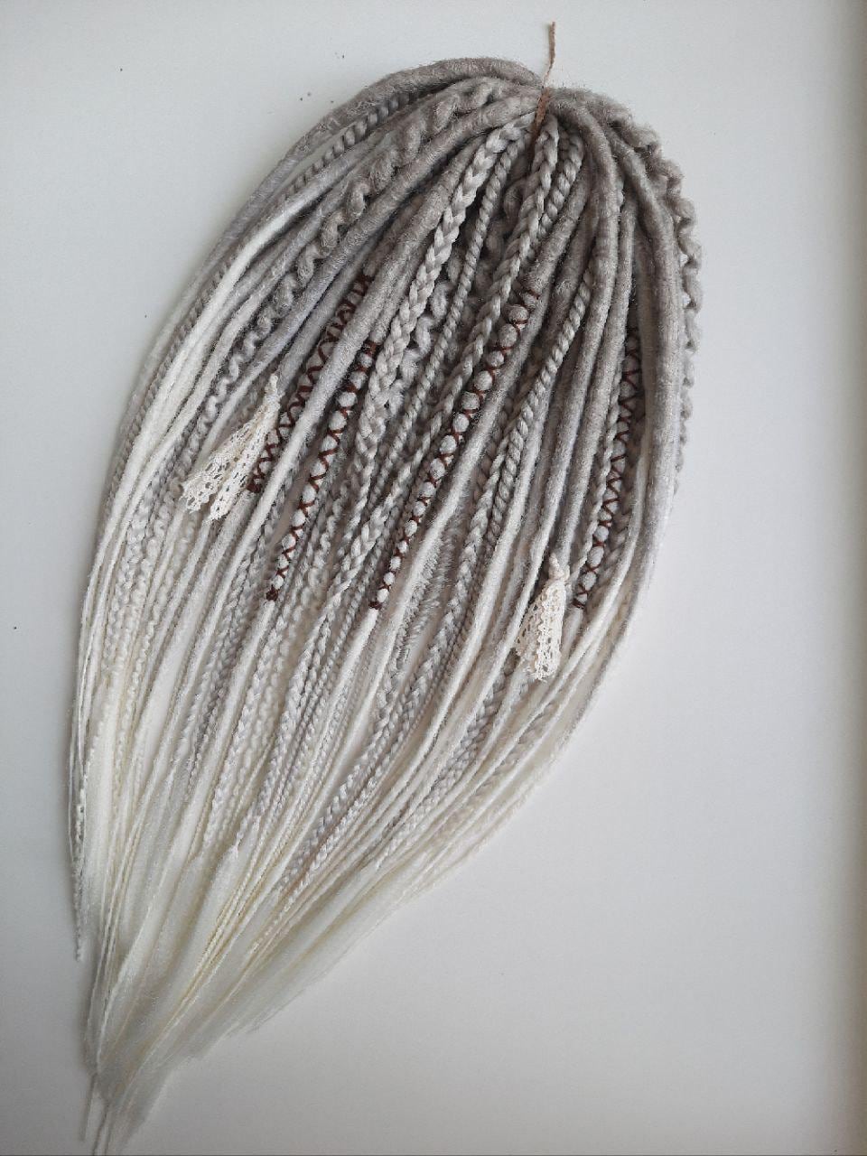 Handmade Ash Blonde to White Ombre Dreadlocks | Textured Synthetic Hair Extensions | Double & Single Ended | Different Textures