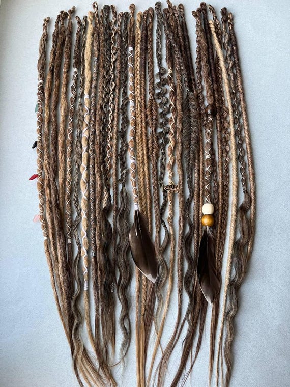 Boho Earth Tone Dreadlocks: Viking Elf Synthetic Hair Extensions