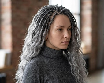 Curly Double & Single Ended Dreadlocks - Salt and Pepper Outlander Look