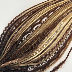 Ombre Brown Blonde Dreadlocks: Synthetic Braid Extensions - Double/Single Ended