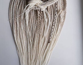 Ombre Blonde White Double Ended Dreadlocks | Synthetic Hair Extensions with Different Texture, Single Ended Dreads & Braids | Versatile Look