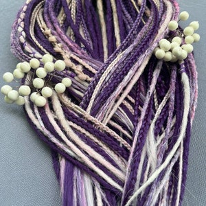 Handmade Ombre Synthetic Dreadlocks in Mixed Colors and Textures -Double & Single Ended Styles, Purple and White, Synthetic Hair Extensions