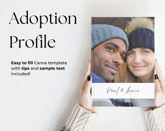 Adoption Profile Book Template for Canva - Fully editable professional design with ORIGINALLY USED sample TEXT to get you started!