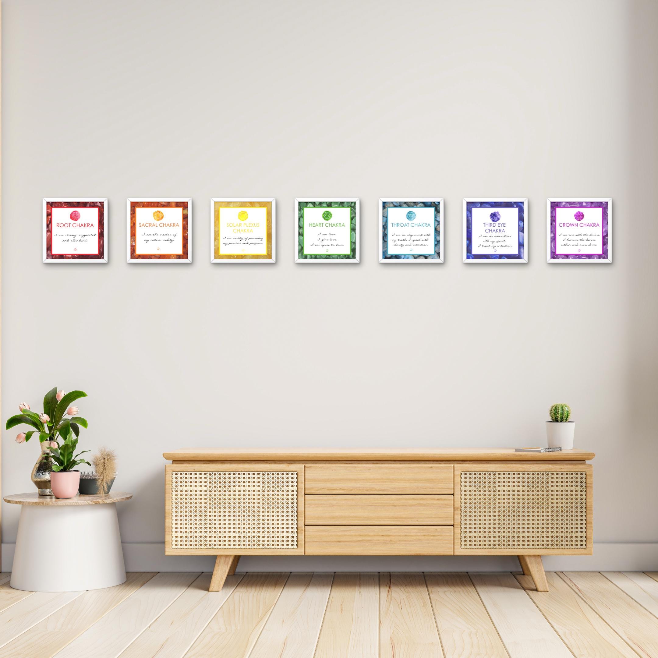 Chakra Set. Chakra Wall Art. Spiritual Prints. Yoga Art. Meditation Decor. Reiki Wall Art. Yoga Studio Decor. Instant download. 24" x 24"