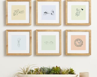 Wall art. Stylish Decor. Set of 6 Prints with 4 Colour Options. Spiritual Prints. Instant download. Print from home.