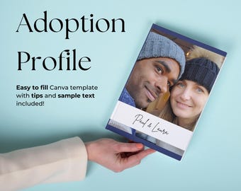 Adoption Profile Book Template for Canva - Fully editable professional design with ORIGINALLY USED sample TEXT to get you started!