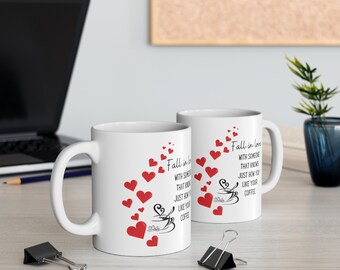 Heart Coffee Mug, Love Coffee Mug, Valentine Coffee Mug, Red Hearts Coffee Mug, Gift for her, Gift for him