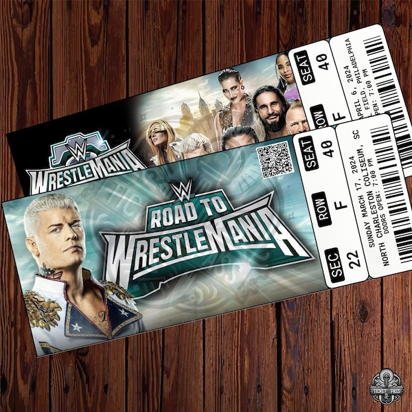 Printable Wwe Ticket Etsy