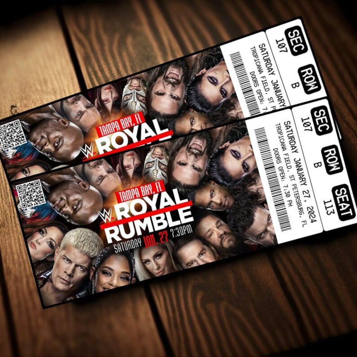 Printable WWE Ticket Royal Rumble Ticket 2024 Wrestling Show Pass Surprise Gift Reveal Editable