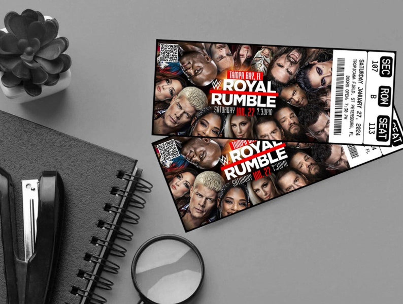 Printable WWE Ticket Royal Rumble Ticket 2025 Wrestling Show Pass