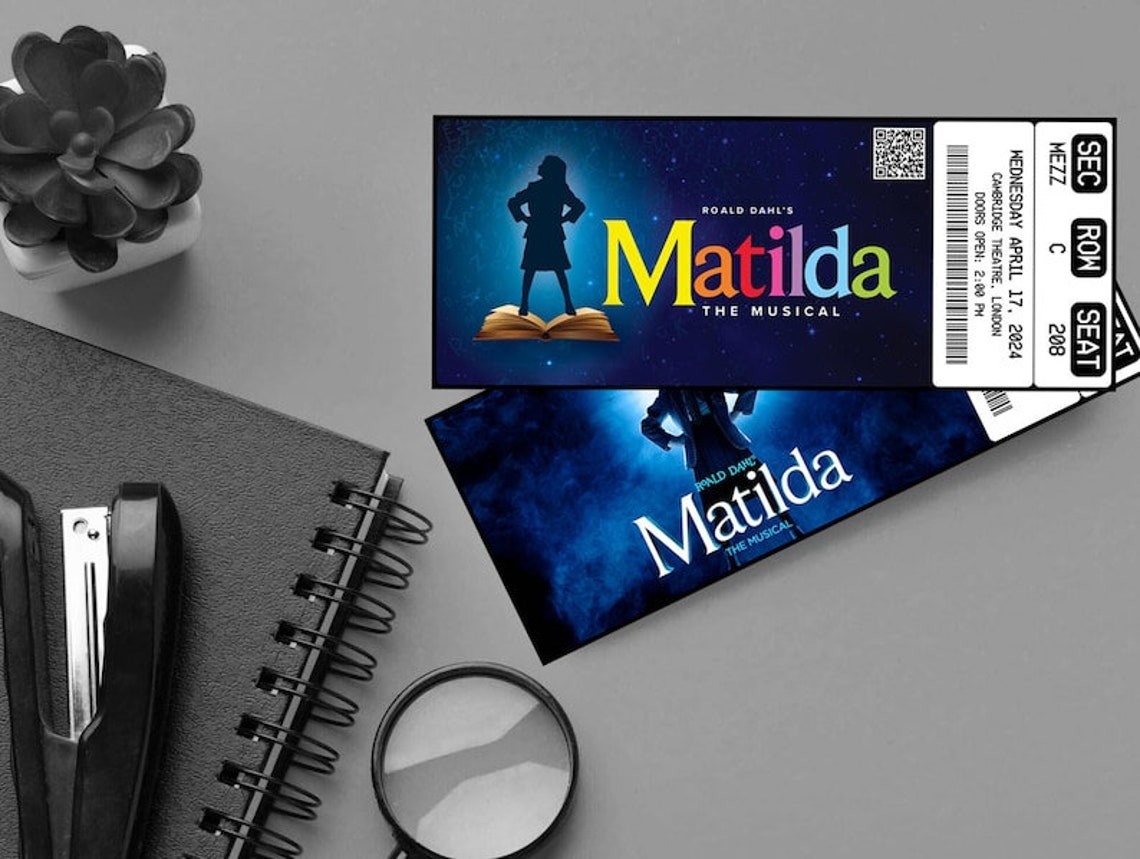 Printable Matilda Ticket Musical Theatre Tickets Broadway West End Surprise Gift Editable
