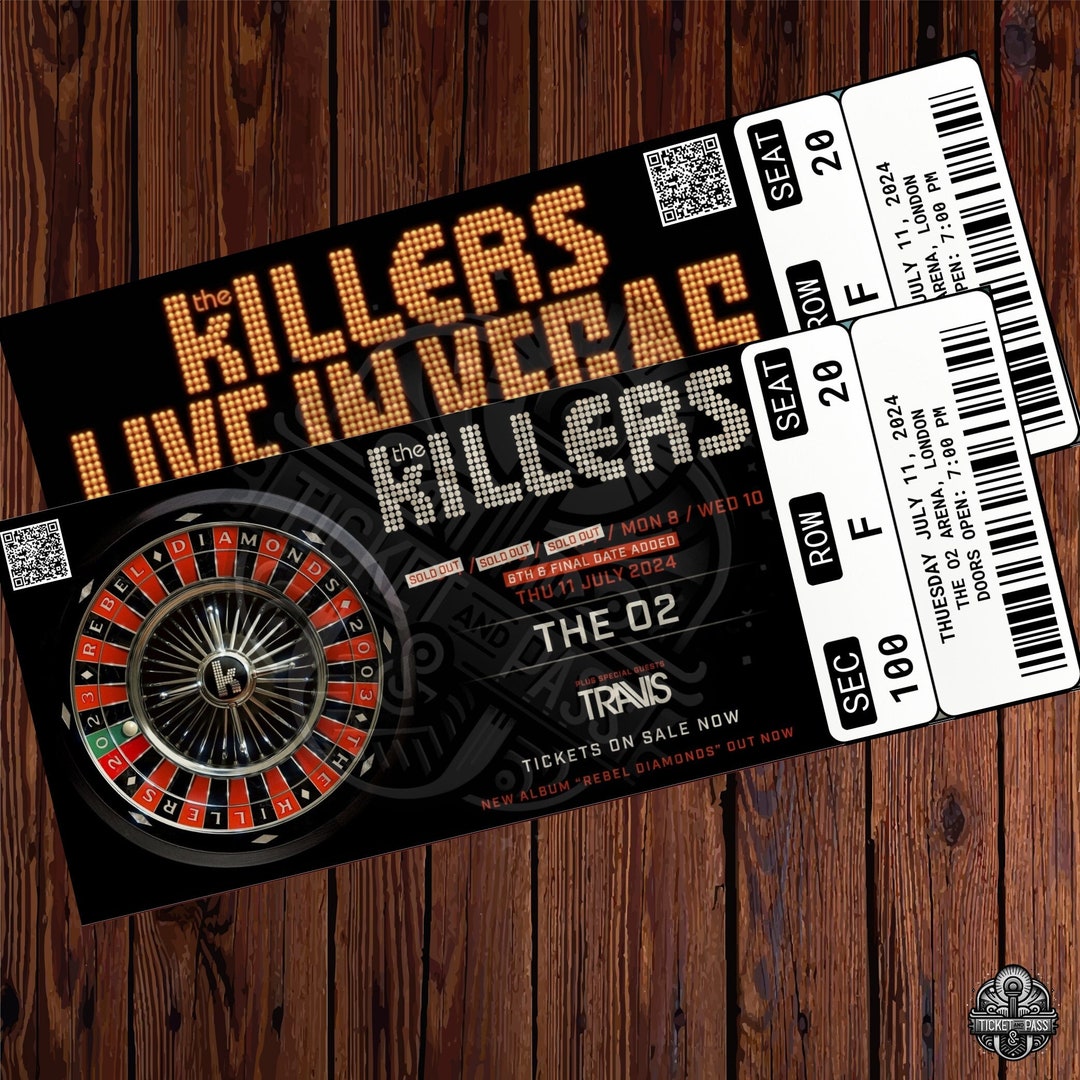 Printable the Killers Ticket Rebel Diamonds Tour 2024,concert Show Pass