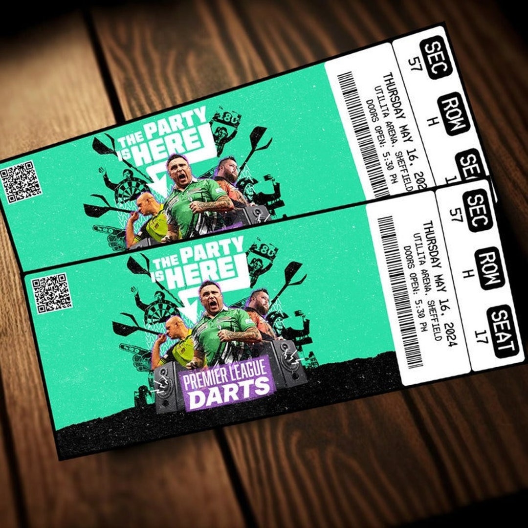 Printable Premier League Darts Ticket PDC Tournament 2024 Show Pass Surprise Gift Reveal