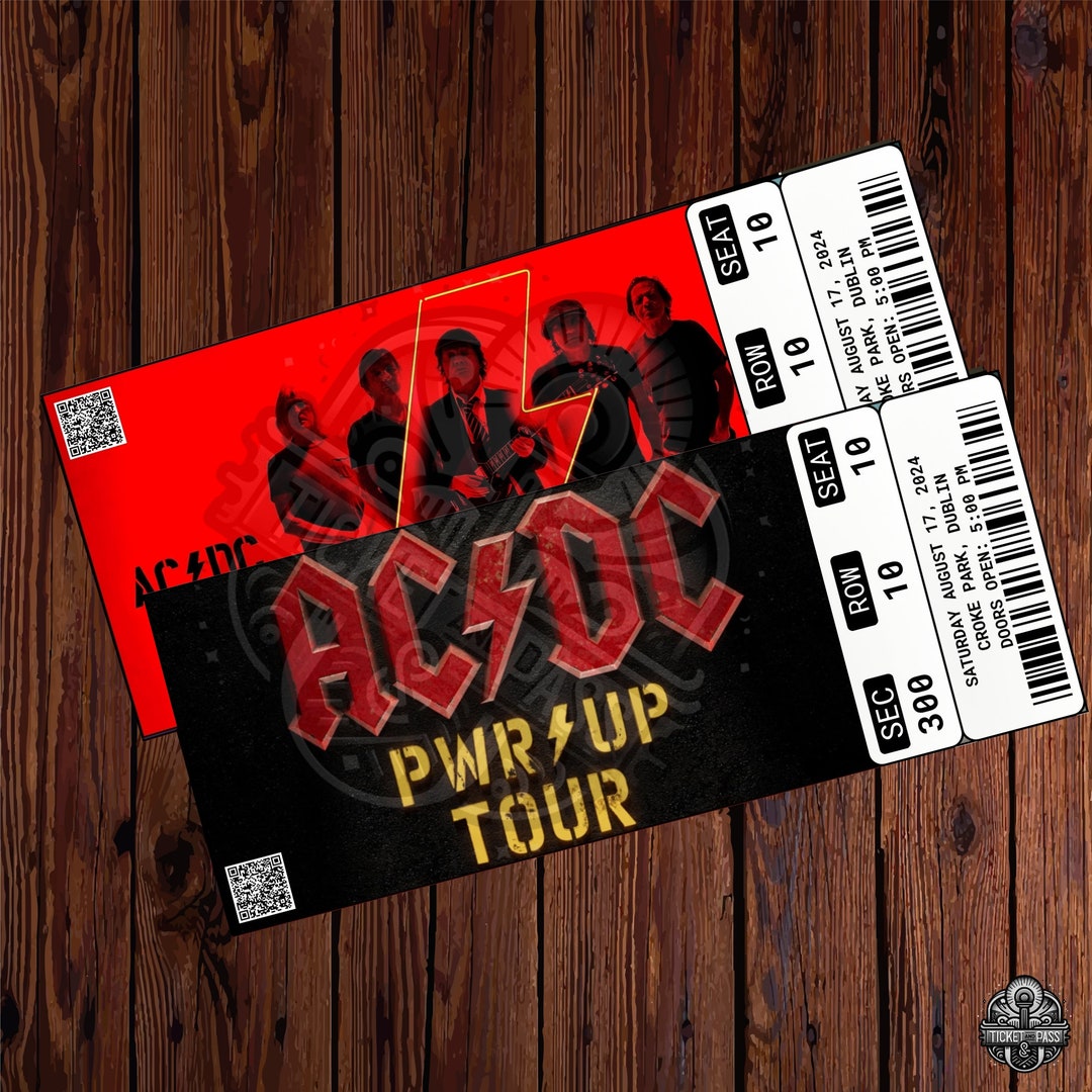 Printable AC/DC Ticket ACDC Pwr up Tour Music Concert Show Pass Surprise Gift Reveal Editable